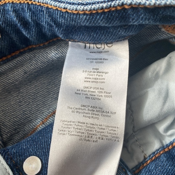 MAJE Fringed High Waisted Denim Shorts Size EU 34 - Picture 6 of 13